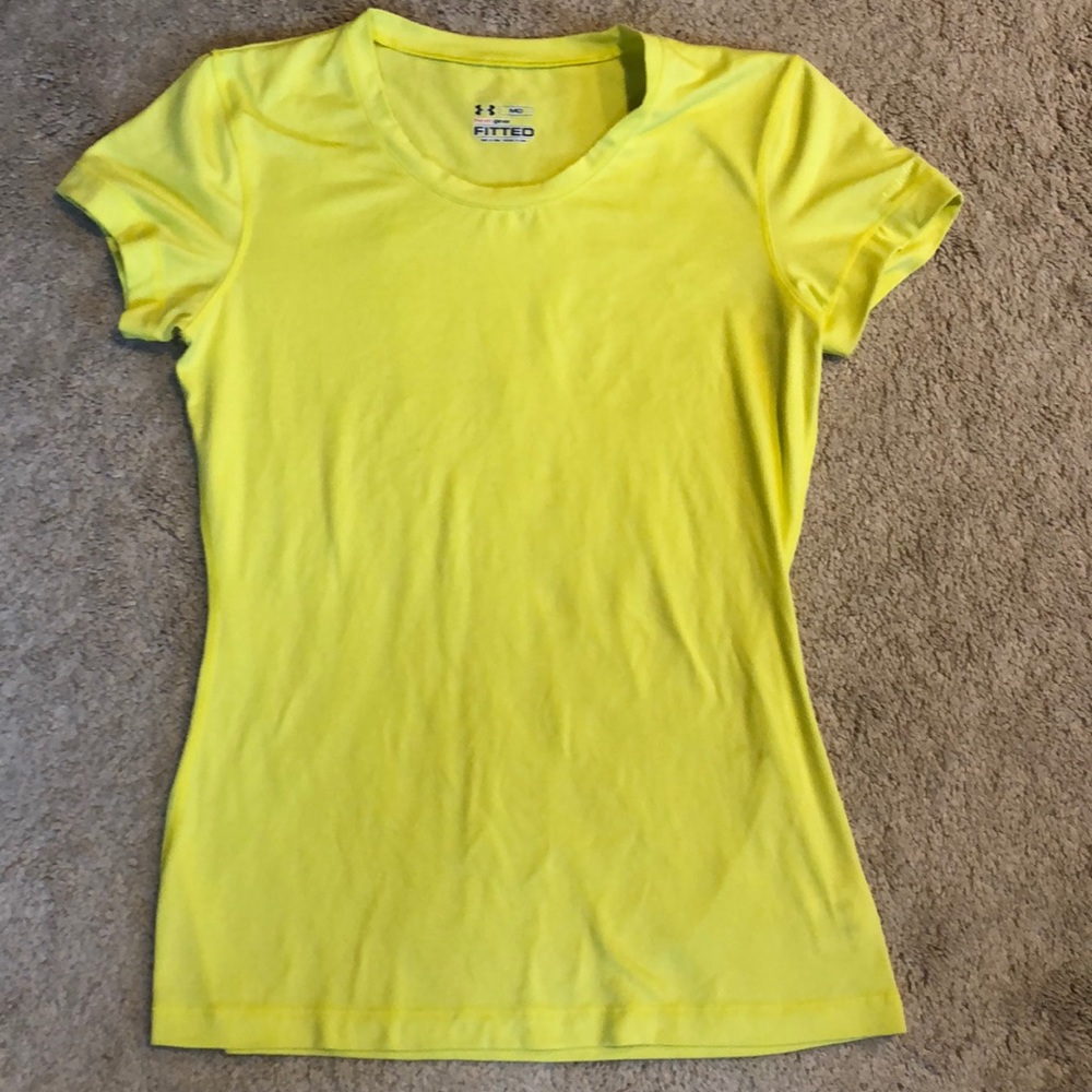 Bright Yellow Fitted Under Armour HeatGear Tee